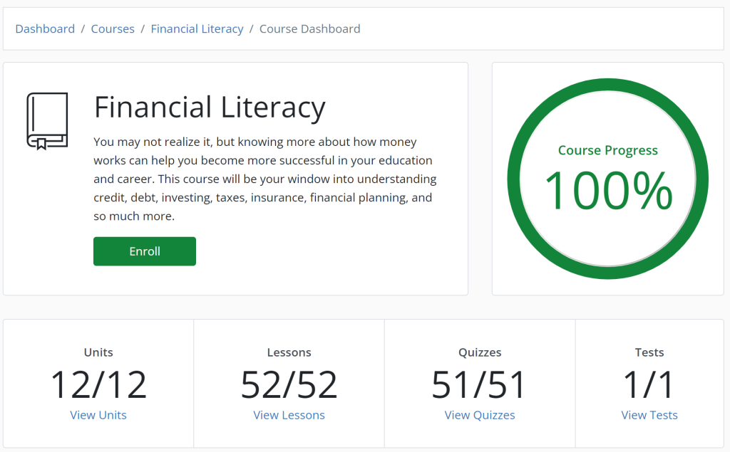 Financial Literacy Screen shot